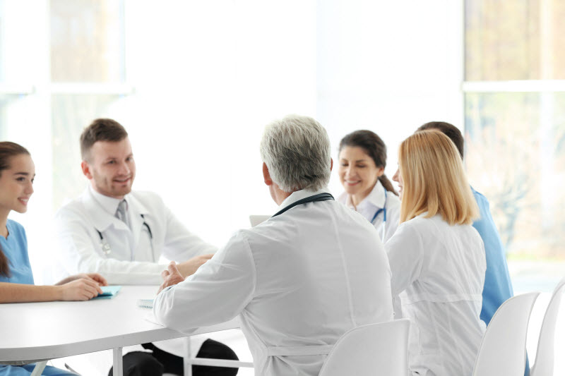 Team of doctors having meeting at clinic